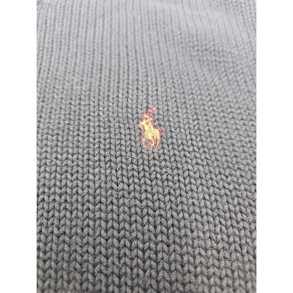 Polo Ralph Lauren Large 90's Preppy 100 % Cotton V-Neck Chunky Sweater - Picture 11 of 12